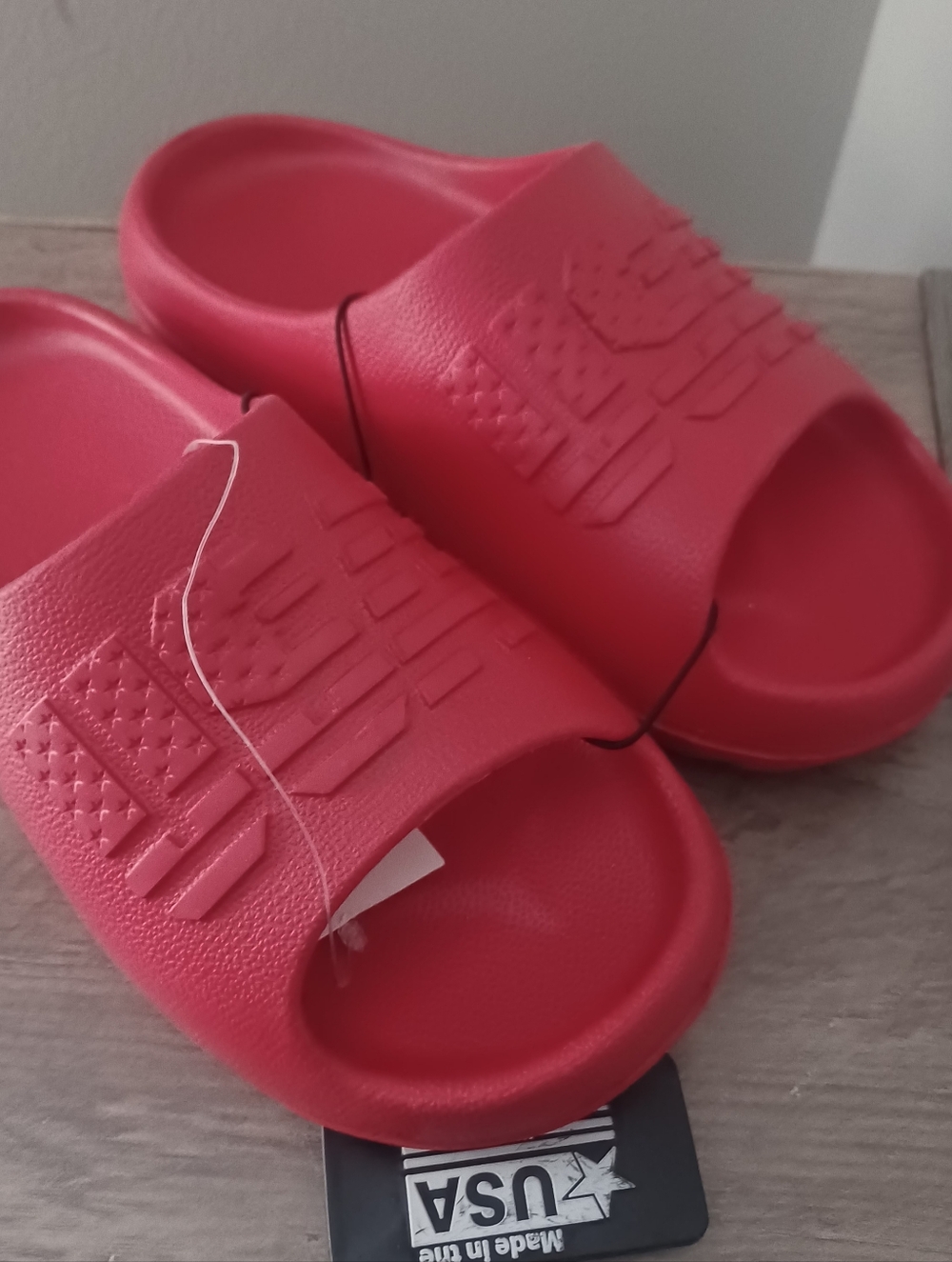Made In Usa Red Slip On Sandal Slides Sz 13